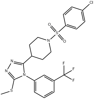 1-[(4-Chlorophenyl)sulfonyl]-4-(5-(methylsulfanyl)-4-[3-(trifluoromethyl)phenyl]-4H-1,2,4-triazol-3-yl)piperidine 结构式