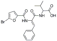 2-({(2Z)-2-[(5-BROMO-2-FUROYL)AMINO]-3-PHENYLPROP-2-ENOYL}AMINO)-3-METHYLBUTANOIC ACID 结构式