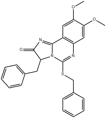 3-BENZYL-5-(BENZYLSULFANYL)-8,9-DIMETHOXYIMIDAZO[1,2-C]QUINAZOLIN-2(3H)-ONE 结构式