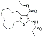 ETHYL 2-PROPIONAMIDO-4,5,6,7,8,9,10,11,12,13-DECAHYDRO-[1]CYCLODODECA[B]THIOPHENE-3-CARBOXYLATE 结构式