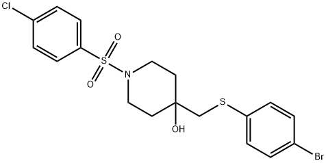 4-([(4-Bromophenyl)sulfanyl]methyl)-1-[(4-chlorophenyl)sulfonyl]-4-piperidinol 结构式