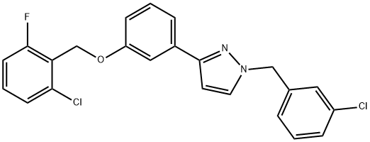 1-(3-CHLOROBENZYL)-3-(3-[(2-CHLORO-6-FLUOROBENZYL)OXY]PHENYL)-1H-PYRAZOLE 结构式