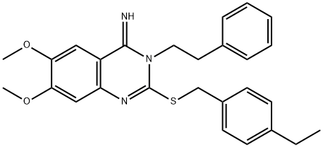 2-[(4-Ethylbenzyl)sulfanyl]-6,7-dimethoxy-3-phenethyl-4(3H)-quinazolinimine 结构式