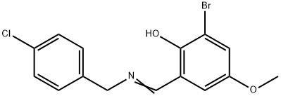 2-BROMO-6-([(4-CHLOROBENZYL)IMINO]METHYL)-4-METHOXYBENZENOL 结构式