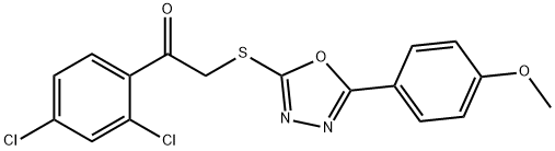 1-(2,4-二氯苯基)-2-((5-(4-甲氧基苯基)-1,3,4-噁二唑-2-基)硫代)乙-1-酮 结构式