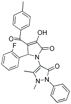 4-(2-(2-FLUOROPHENYL)-4-HYDROXY-3-(4-METHYLBENZOYL)-5-OXO-2H-PYRROL-1(5H)-YL)-1,5-DIMETHYL-2-PHENYL-1,2-DIHYDROPYRAZOL-3-ONE 结构式