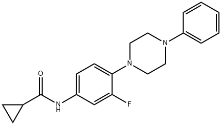 N-[3-FLUORO-4-(4-PHENYLPIPERAZINO)PHENYL]CYCLOPROPANECARBOXAMIDE 结构式