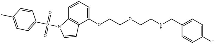 N-(4-FLUOROBENZYL)-2-[2-((1-[(4-METHYLPHENYL)SULFONYL]-1H-INDOL-4-YL)OXY)ETHOXY]-1-ETHANAMINE 结构式