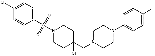 1-[(4-CHLOROPHENYL)SULFONYL]-4-([4-(4-FLUOROPHENYL)PIPERAZINO]METHYL)-4-PIPERIDINOL 结构式