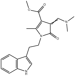 METHYL 3-[(Z)-(DIMETHYLAMINO)METHYLIDENE]-1-[2-(1H-INDOL-3-YL)ETHYL]-5-METHYL-2-OXO-1,2-DIHYDRO-3H-PYRROLE-4-CARBOXYLATE 结构式