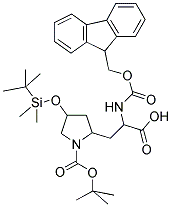 2-N-FMOC-AMINO-3-[N-BOC-4-T-(T-BUTYLDIMETHYLSILYLOXY)-2-PYRROLIDINYL]PROPIONIC ACID 结构式