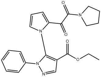 ETHYL 5-(2-[2-OXO-2-(1-PYRROLIDINYL)ACETYL]-1H-PYRROL-1-YL)-1-PHENYL-1H-PYRAZOLE-4-CARBOXYLATE 结构式