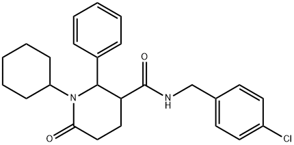 N-(4-CHLOROBENZYL)-1-CYCLOHEXYL-6-OXO-2-PHENYL-3-PIPERIDINECARBOXAMIDE 结构式