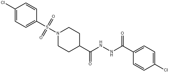 4-CHLORO-N'-((1-[(4-CHLOROPHENYL)SULFONYL]-4-PIPERIDINYL)CARBONYL)BENZENECARBOHYDRAZIDE 结构式