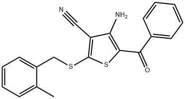 4-AMINO-5-BENZOYL-2-[(2-METHYLBENZYL)SULFANYL]-3-THIOPHENECARBONITRILE 结构式