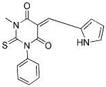 (5Z)-1-METHYL-3-PHENYL-5-(1H-PYRROL-2-YLMETHYLENE)-2-THIOXODIHYDROPYRIMIDINE-4,6(1H,5H)-DIONE 结构式