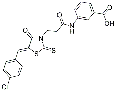 3-((3-[(5Z)-5-(4-CHLOROBENZYLIDENE)-4-OXO-2-THIOXO-1,3-THIAZOLIDIN-3-YL]PROPANOYL)AMINO)BENZOIC ACID 结构式