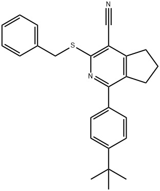 3-(BENZYLSULFANYL)-1-[4-(TERT-BUTYL)PHENYL]-6,7-DIHYDRO-5H-CYCLOPENTA[C]PYRIDINE-4-CARBONITRILE 结构式