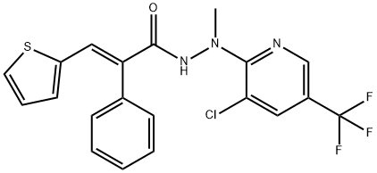 (E)-N'-[3-CHLORO-5-(TRIFLUOROMETHYL)-2-PYRIDINYL]-N'-METHYL-2-PHENYL-3-(2-THIENYL)-2-PROPENOHYDRAZIDE 结构式