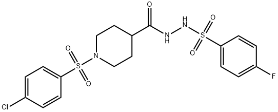 N'-((1-[(4-CHLOROPHENYL)SULFONYL]-4-PIPERIDINYL)CARBONYL)-4-FLUOROBENZENESULFONOHYDRAZIDE 结构式