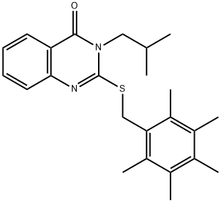 3-ISOBUTYL-2-[(2,3,4,5,6-PENTAMETHYLBENZYL)SULFANYL]-4(3H)-QUINAZOLINONE 结构式