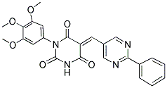 (E)-5-((2-PHENYLPYRIMIDIN-5-YL)METHYLENE)-1-(3,4,5-TRIMETHOXYPHENYL)PYRIMIDINE-2,4,6(1H,3H,5H)-TRIONE 结构式