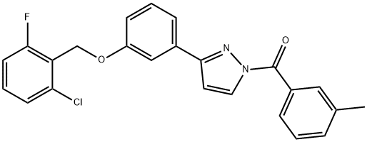 (3-(3-[(2-CHLORO-6-FLUOROBENZYL)OXY]PHENYL)-1H-PYRAZOL-1-YL)(3-METHYLPHENYL)METHANONE 结构式