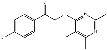 1-(4-CHLOROPHENYL)-2-[(5-IODO-2,6-DIMETHYL-4-PYRIMIDINYL)OXY]-1-ETHANONE 结构式