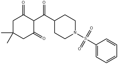 5,5-二甲基-2-(1-(苯磺酰基)哌啶-4-羰基)环己烷-1,3-二酮 结构式