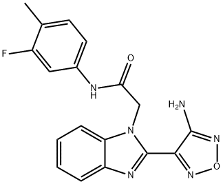 2-[2-(4-AMINO-1,2,5-OXADIAZOL-3-YL)-1H-BENZIMIDAZOL-1-YL]-N-(3-FLUORO-4-METHYLPHENYL)ACETAMIDE 结构式