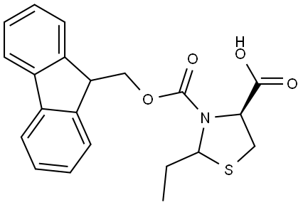 FMOC-(4S,2RS)-2-ETHYLTHIAZOLIDINE-4-CARBOXYLICACID 结构式