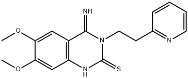 4-Imino-6,7-dimethoxy-3-[2-(2-pyridinyl)ethyl]-3,4-dihydro-2(1H)-quinazolinethione 结构式
