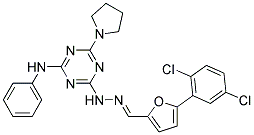 (E)-4-(2-((5-(2,5-DICHLOROPHENYL)FURAN-2-YL)METHYLENE)HYDRAZINYL)-N-PHENYL-6-(PYRROLIDIN-1-YL)-1,3,5-TRIAZIN-2-AMINE 结构式