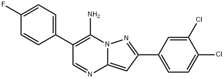 2-(3,4-DICHLOROPHENYL)-6-(4-FLUOROPHENYL)PYRAZOLO[1,5-A]PYRIMIDIN-7-AMINE 结构式