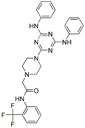 2-(4-(4,6-BIS(PHENYLAMINO)-1,3,5-TRIAZIN-2-YL)PIPERAZIN-1-YL)-N-(2-(TRIFLUOROMETHYL)PHENYL)ACETAMIDE 结构式