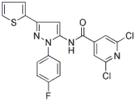 2,6-DICHLORO-N-[1-(4-FLUOROPHENYL)-3-(2-THIENYL)-1H-PYRAZOL-5-YL]ISONICOTINAMIDE 结构式