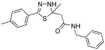 N-BENZYL-2-[2-METHYL-5-(4-METHYLPHENYL)-2,3-DIHYDRO-1,3,4-THIADIAZOL-2-YL]ACETAMIDE 结构式