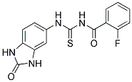2-FLUORO-N-{[(2-OXO-2,3-DIHYDRO-1H-BENZIMIDAZOL-5-YL)AMINO]CARBONOTHIOYL}BENZAMIDE 结构式