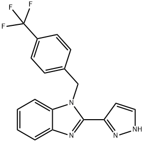 2-(1H-PYRAZOL-3-YL)-1-[4-(TRIFLUOROMETHYL)BENZYL]-1H-1,3-BENZIMIDAZOLE 结构式