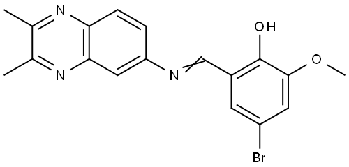 4-Bromo-2-([(2,3-dimethyl-6-quinoxalinyl)imino]methyl)-6-methoxybenzenol 结构式