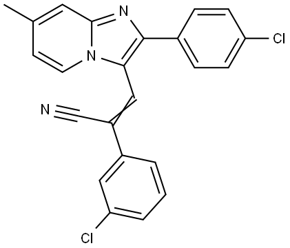(Z)-2-(3-Chlorophenyl)-3-[2-(4-chlorophenyl)-7-methylimidazo[1,2-a]pyridin-3-yl]-2-propenenitrile 结构式