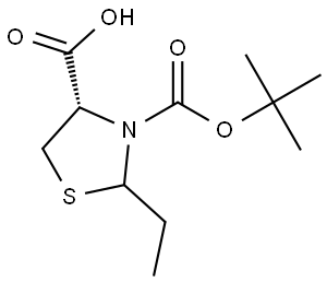 BOC-(4S,2RS)-2-ETHYLTHIAZOLIDINE-4-CARBOXYLIC ACID 结构式