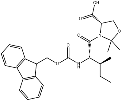 (4S)-3-[(2S,3S)-2-[[芴甲氧羰基]氨基]-3-甲基-1-氧代戊基]-2,2-二甲基-4-恶唑烷羧酸 结构式