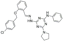 (E)-4-(2-(2-(4-CHLOROBENZYLOXY)BENZYLIDENE)HYDRAZINYL)-N-PHENYL-6-(PYRROLIDIN-1-YL)-1,3,5-TRIAZIN-2-AMINE 结构式