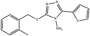 3-[(2-METHYLBENZYL)SULFANYL]-5-(2-THIENYL)-4H-1,2,4-TRIAZOL-4-AMINE 结构式