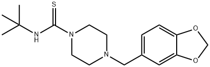 (4-(BENZO[3,4-D]1,3-DIOXOLAN-5-YLMETHYL)PIPERAZINYL)((TERT-BUTYL)AMINO)METHANE-1-THIONE 结构式