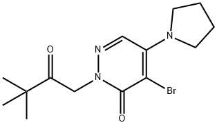 4-Bromo-2-(3,3-dimethyl-2-oxobutyl)-5-(1-pyrrolidinyl)-3(2H)-pyridazinone 结构式