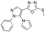 2-(METHYLSULFANYL)-5-[1-PHENYL-5-(1H-PYRROL-1-YL)-1H-PYRAZOL-4-YL]-1,3,4-OXADIAZOLE 结构式