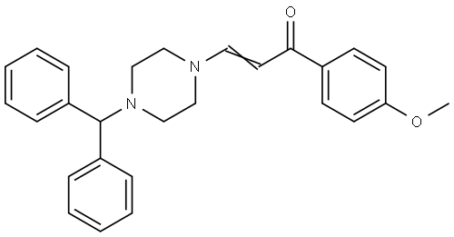 (E)-3-(4-Benzhydrylpiperazino)-1-(4-methoxyphenyl)-2-propen-1-one 结构式