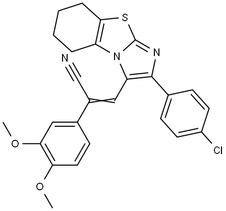 (Z)-3-[2-(4-Chlorophenyl)-5,6,7,8-tetrahydroimidazo[2,1-b][1,3]benzothiazol-3-yl]-2-(3,4-dimethoxyphenyl)-2-propenenitrile 结构式
